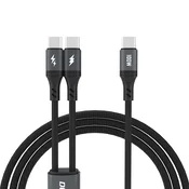 DUDAO 2-v-1 kabel L3F za polnjenje dveh telefonov USB-C – 2x USB-C 100 W, 1,2 m – črn