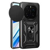 Oklepni ovitek MaX-Armor z obročem, kovinsko ploščico in zaščito zadnjih kamer za Honor Magic7 Pro - army black