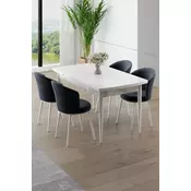HANAH HOME Rasklopivi trpezarijski sto i stolice (5 delova) Asfel White Anthracite