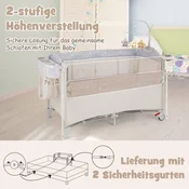 Costway 5-v-1 zložljivo potovalno posteljico z vzmetnico 2-nivojska otroška posteljica s kolesci bež