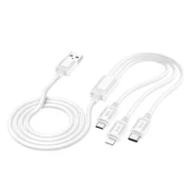 Hoco Kabel 3 v 1 USB-A na Lightning/Micro USB/USB-C Hoco 2 A, 1 m, X74, bel