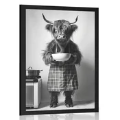 Plakat krava v kuhinjskem predpasniku - 20x30 silver