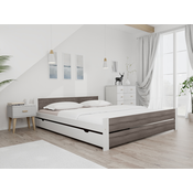Postelja IKAROS DOUBLE 180 x 200 cm, bela/hrast tartuf Posteljno dno: Z letvenim dnom, Vzmetnica: Vzmetnica Somnia 17 cm