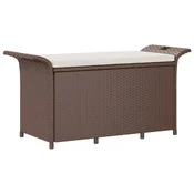Vidaxl Vrtna klop z blazino rjava 116x46x57 cm poli ratan