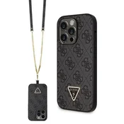 Guess Ovitek Crossbody 4G s kovinskim logotipom in črnim potiskom za iPhone 14 Pro
