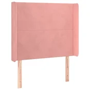 Vidaxl Vzglavje z ušesi roza 103x16x118/128 cm žamet