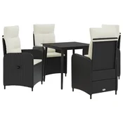 Vidaxl Set miz za kavč z blazino z blazino 5 pcs Črna in krem bela