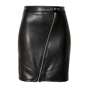 Womens biker skirt made of synthetic leather black