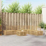 7 pcs Set vanjskih sofa Čvrsto drvo akacije Bijela