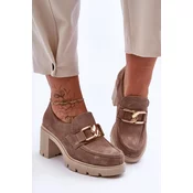 Boto Elegant shoes on a pillar with a golden decoration beige Harmell