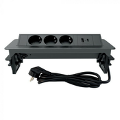 Uticnica za radnu plocu pop-up 3+USB Crna