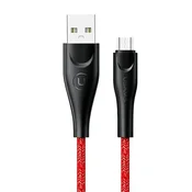 USAMS pleteni kabel U41 microUSB 3m2A rdeč/rdeč SJ399USB02 (US-SJ399) hitro polnjenje
