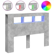 Vidaxl LED posteljno vzglavje betonsko sivo 140x18,5x103,5 cm inž. les