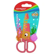 Šolske škarje KEYROAD, 12 cm, pretisni omot, motiv ribice, oranžne