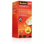 Scotch kristalno prozoren lepilni trak, ugodno pakiranje, 8 rol, 19 mm x 33 m