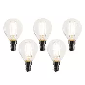 Komplet 5 E14 zatemnitvenih LED žarnic z žarilno nitko G45 prozornih 4W 470 lm 2700K