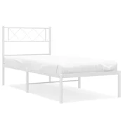 Vidaxl Kovinski posteljni okvir z vzglavjem bel 100x200 cm