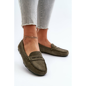 Classic Womens Suede Loafers Dark Green Glimris
