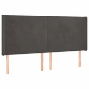 Vidaxl Vzglavje z ušesi temno sivo 163x16x118/128 cm žamet