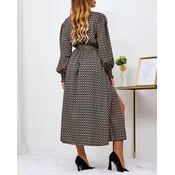Resti Beige and black patterned womens maxi dress