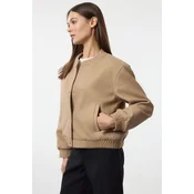 Trendyol Beige Stamp Bomber Jacket Coat