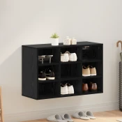 Vidaxl Omara za čevlje Črni hrast 77.5 x 30 x 51 cm Konstruiran les