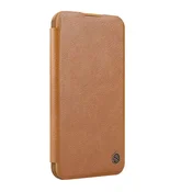 Ovitek Nillkin Qin Prop usnjen ovitek za iPhone 16 rjav