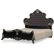 Casa Padrino luxury baroque double bed anthracite gray/black/silver - Magnificent solid wood bed - Luxury bedroom furniture in baroque style - Baroque bedroom furniture - Noble & Magnificent