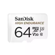 SanDisk miniSDXC kartica 64 GB SanDisk High Endurance Monitoring Class 10, UHS-I, UHS-Class 3, v30 Video Speed Class Uklj. SD-adapter