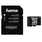 HAMA spominska kartica microSDHC 16GB Class 10 22MB/s + adapter / mobilni telefon
