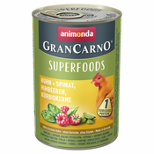 Animonda GranCarno Adult Superfoods 24x400 g - Piščanec + špinača, malina, bučna semena