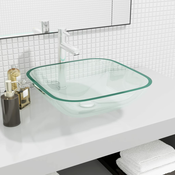 vidaXL Stekleni umivalnik 42x42x14 cm prozoren
