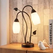 Namizna svetilka Lindby Stefania, črna/zlata, steklo, E14, 40 cm - Dnevna soba/jedilnica - Antični - bela, brušena črna zlata