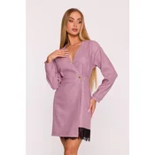 Made Of Emotion Womans Tweed mini dress with a lace insert - marsala