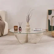 Konferenčna mizica VERE, O 90 cm, bež/prozorna
