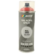 Industrijski akrilni lak sprej RAL HG 400ml Motip - RAL 2002 krvavo oranžna
