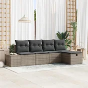 Sjedeća garnitura za vrt 5 kom. Siva poliratan 239 x 117 x 85 cm