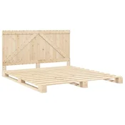 Vidaxl Posteljni okvir z vzglavjem 200x200 cm trdna borovina