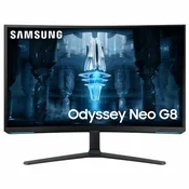 Monitor Samsung G85NB Odyssey Neo G8, 80,1 cm (31,5), 350 cd/m2, VA, 16 : 9, 3840 x 2160 (4K UHD), DP, 2 x HDMI, HDR2000, FreeSync Premium Pro, združljiv z G-Sync, črno-bel (ODPRTA EMBALAŽA)