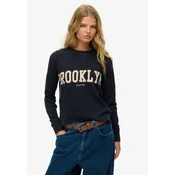 Superdry za ženske. W6012035A Grafična majica Athletic Essential z dolgimi rokavi v mornarsko modri barvi (M), Priložnostno, Bomba