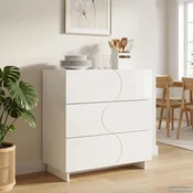 Vidaxl Komoda Bela visok sijaj 70 x 38 x 75 cm Konstruiran les
