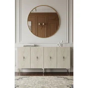 Hanah Home komoda Salkim 150, 125 cm, bela / travertin / srebrna