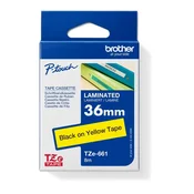 Brother Trak TZE-661, 36 mm, rumeno-črni, laminiran, dolžina 8 m