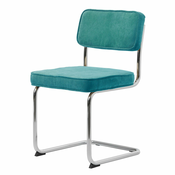 Turkizen jedilni stol iz rebrastega žameta Rupert – Unique Furniture
