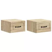vidaXL Stenski nočni omarici 2 pcs Sonoma hrast 34,5 x 33 x 20 cm