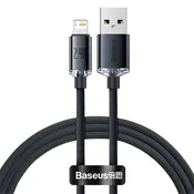 Baseus Crystal Shine USB tip-A – iPhone, podatkovni kabel za brzo punjenje 2,4 A, 1,2 m, crni