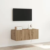 TV zidni ormar s LED svjetlima Umjetnicki hrast 80 x 35 x 31 cm