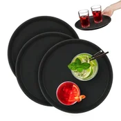 Northix Set servirnih pladnjev 3 kosi O28 cm nedrseča črna