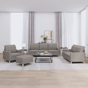 4-dijelni set sofa s jastucima smeđesivi od tkanine