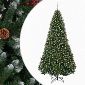Vidaxl Umetno božično drevo, zeleno, z okraski 300 cm 300 LED